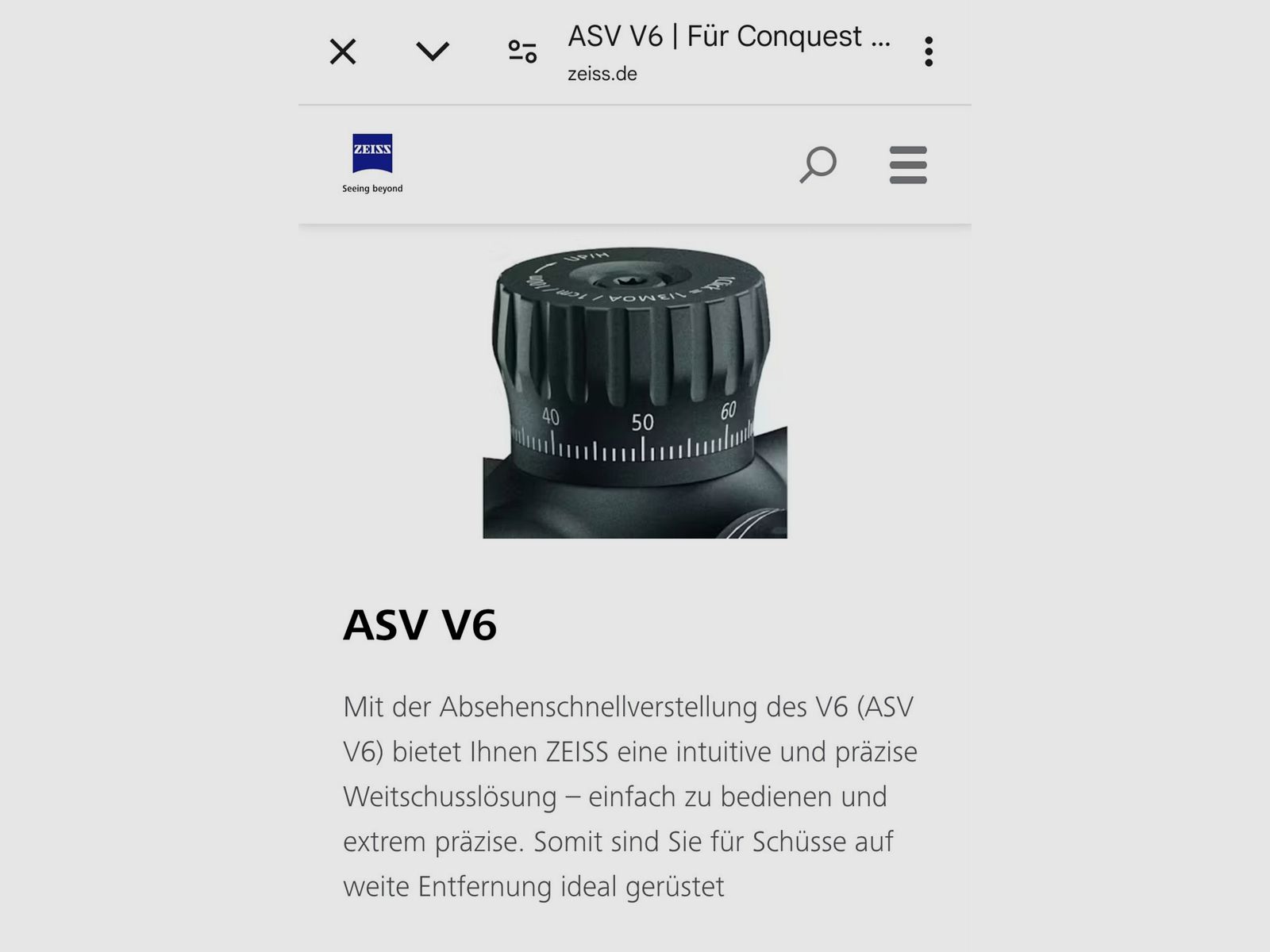 ZEISS Conquest V6 2,5-15x56 mit beleuch.  Absehen 60 und ASV !!