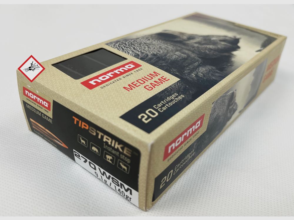 Norma Tipstrike hunting cartridge cal. .270 WSM 140grs