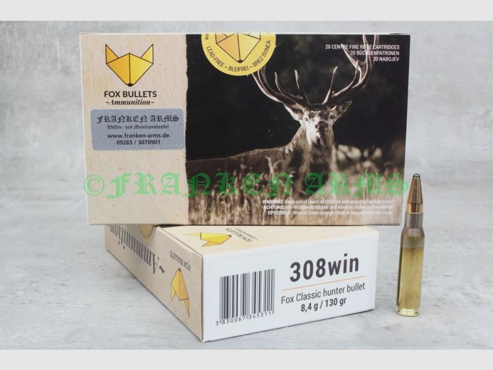 FOX Bullets Classic Hunter .308 Win. 130gr. 8,4g 20 pezzi lassic Hunter .308 Win. 130gr. 8,4g