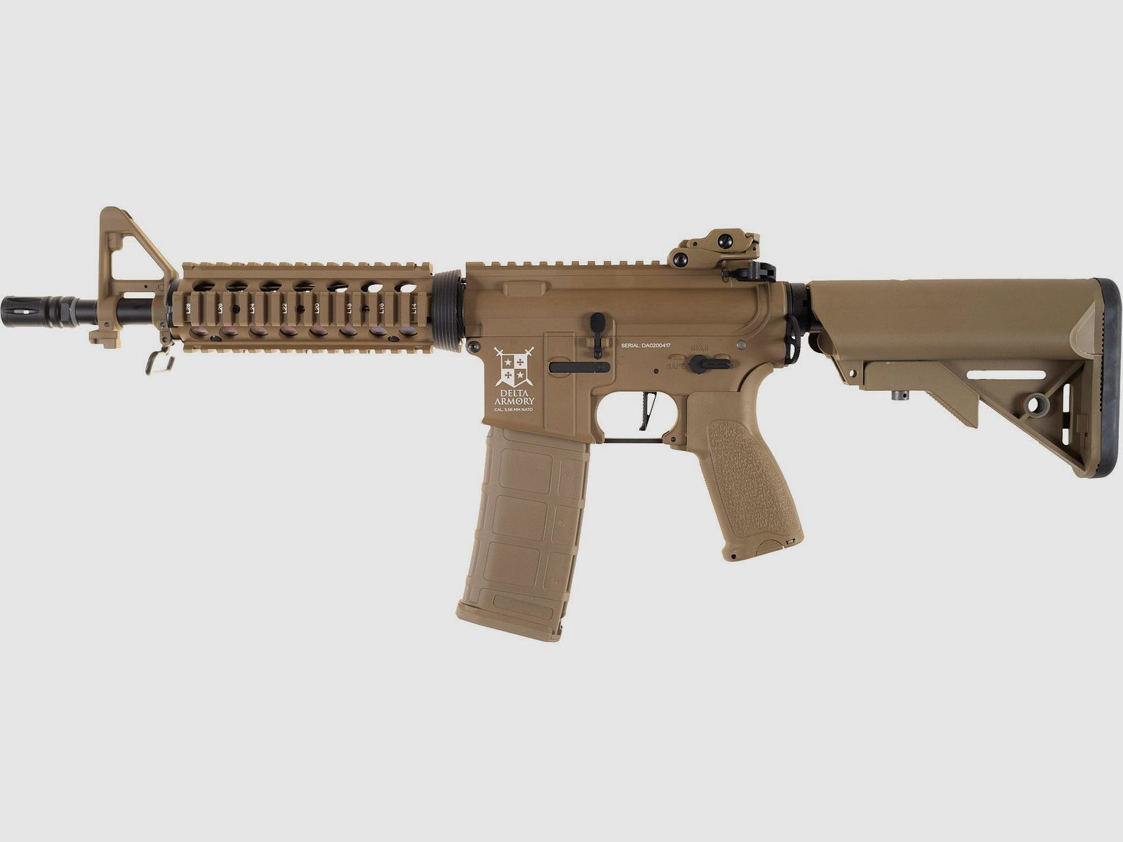 AR15 CQB-R ALPHA Vollmetall in Tan max 0.5 Joule Airsoft frei ab 14 Jahren - Delta Armory