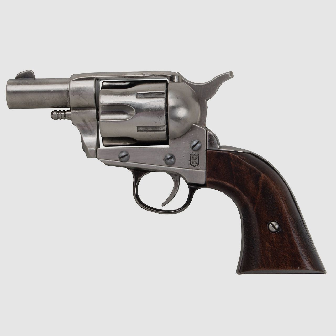 Deko Revolver Kolser Colt SAA Single Action Army Snub Nose 2,5 Zoll Holzgriffschalen nickel poliert