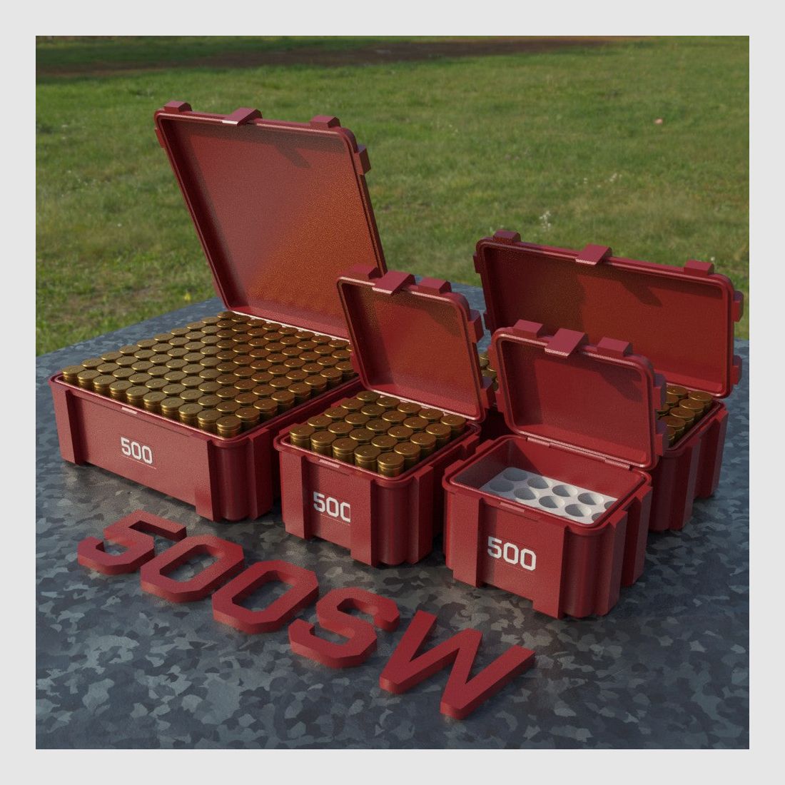 Filamelt Munitionsbox / .500 S&W / ‘Klappdeckel’ / Patronenbox, Ammo Box
