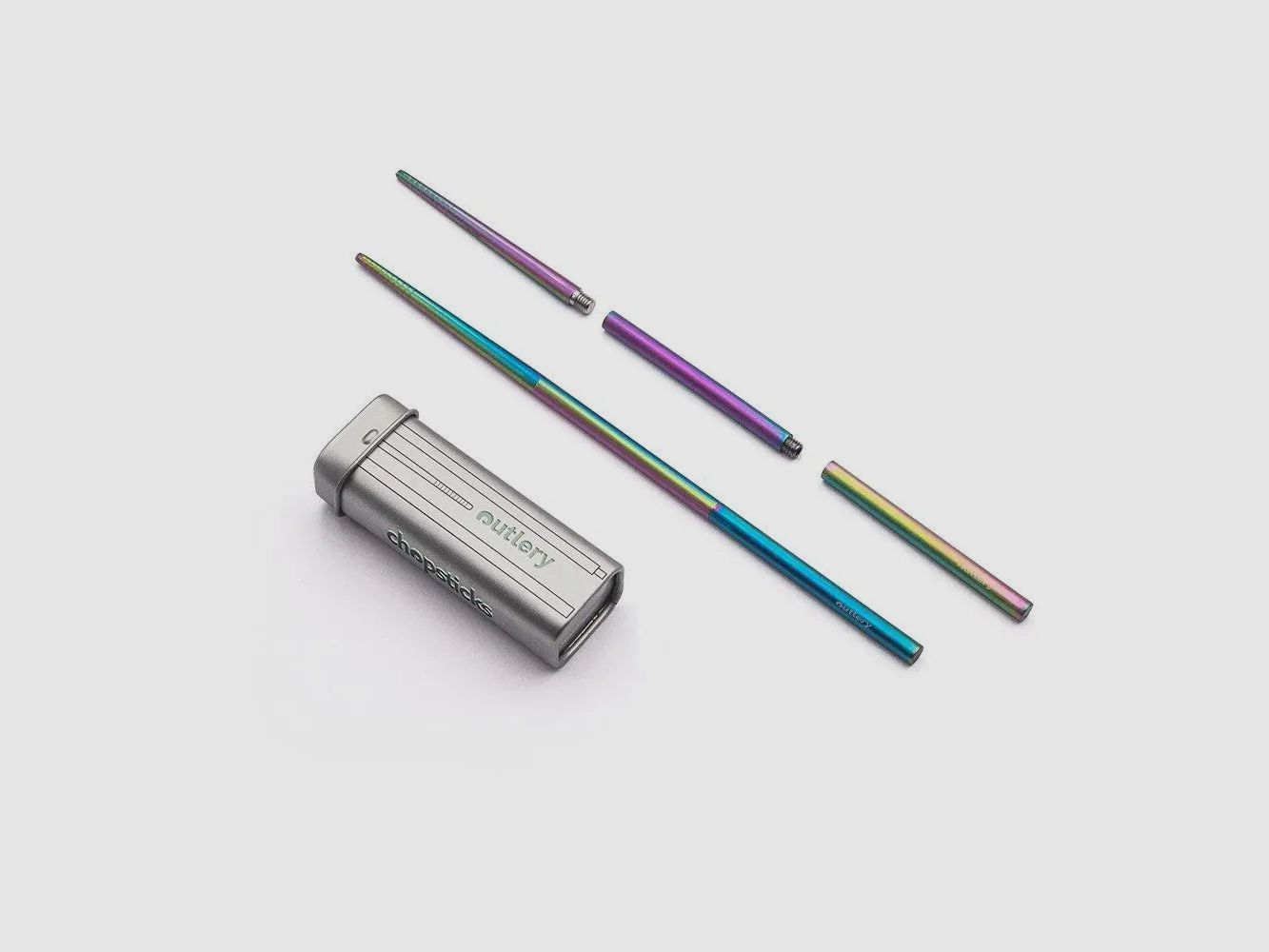 Palillos de viaje Outlery, acero inoxidable, tamaño de bolsillo