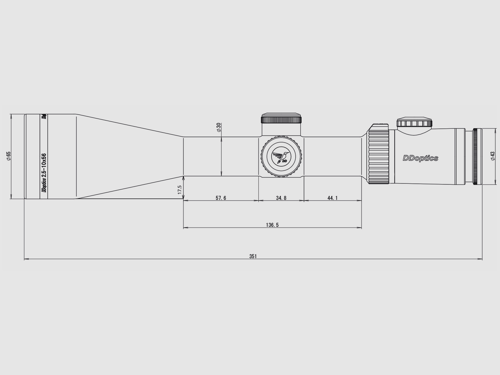 BWare DDoptics 442511111 Zielfernrohr Nighteagle Gen2 V4 2,5-10x56 A4 MOA V400