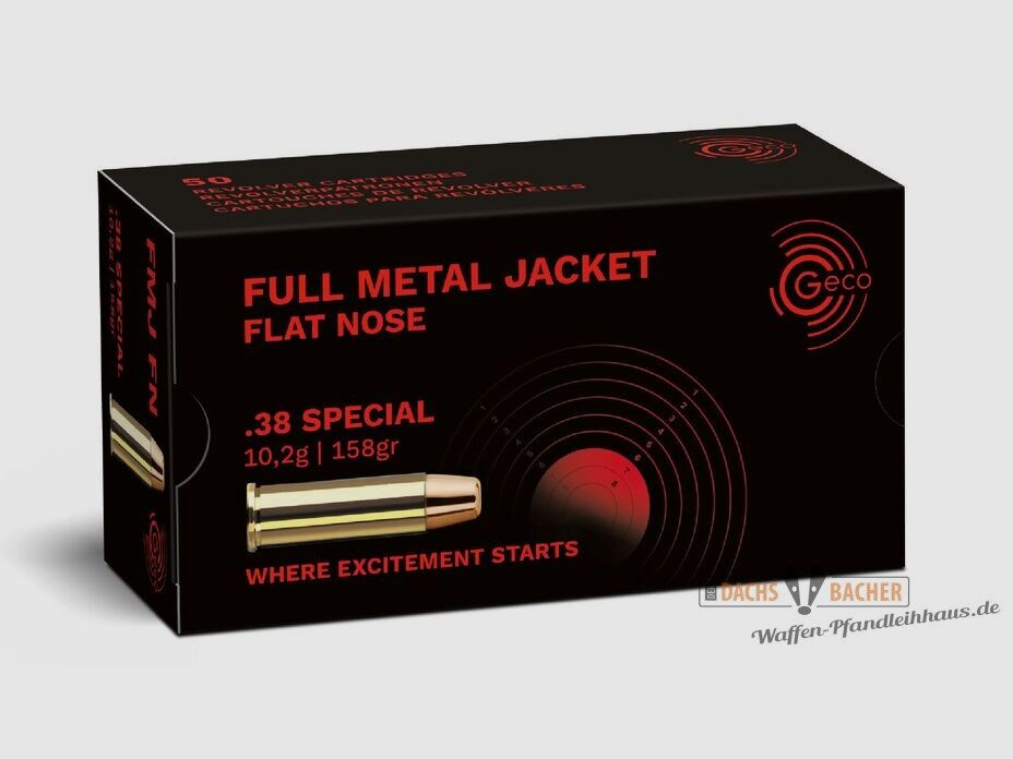 GECO .38 Special FMJ Full Metal Jacket Flat Nose 10,2g/158gr 50 Schuß