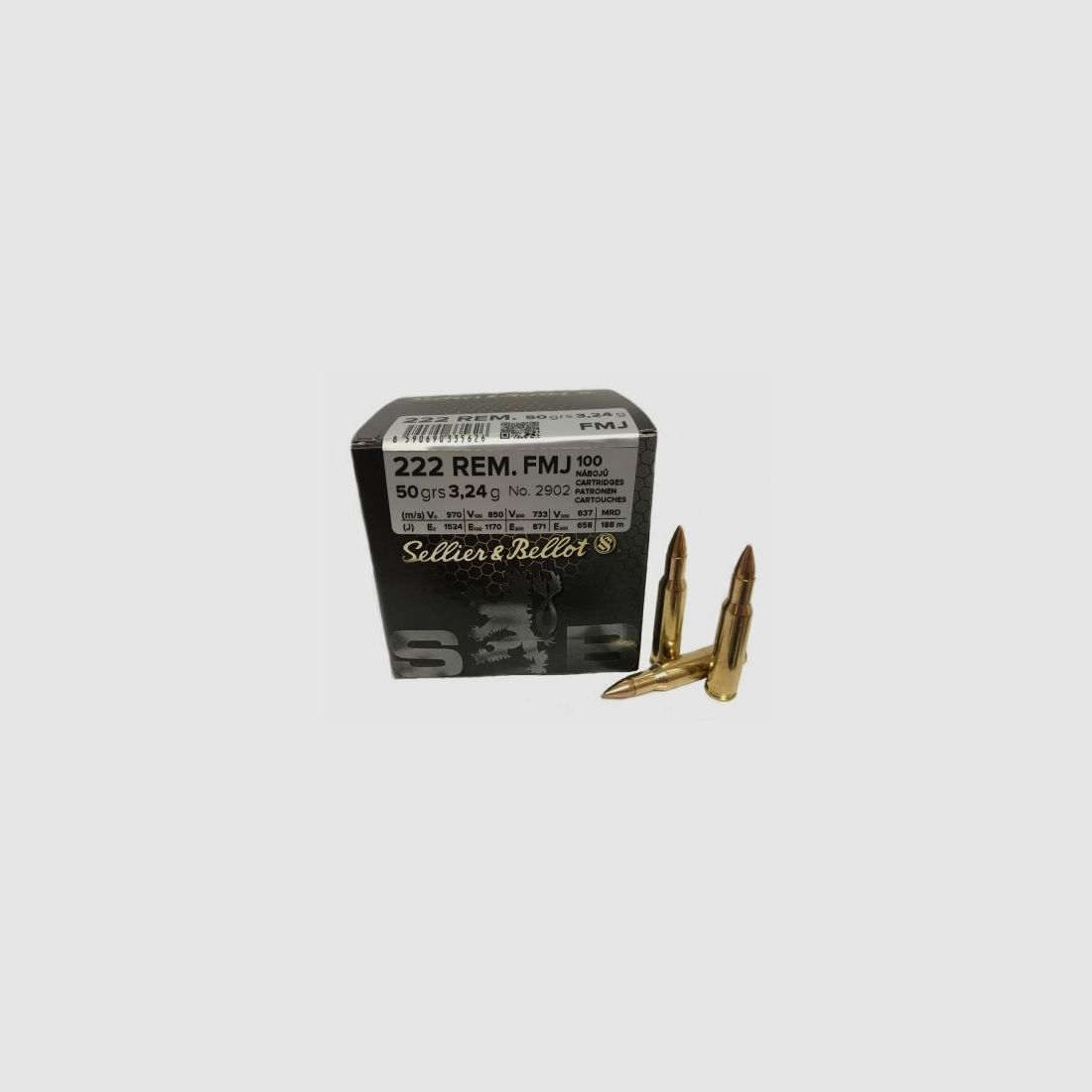 222 REM SELLIER & BELLOT FMJ (doos van 100)