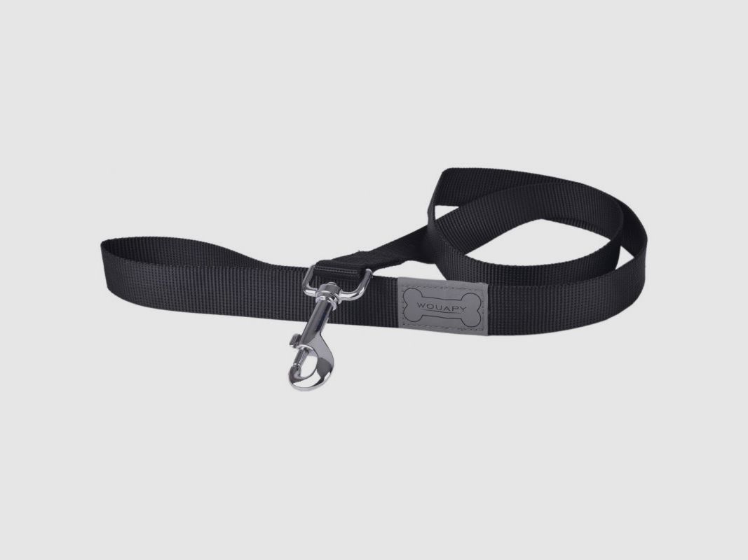 Wouapy Hundeleine Basic Line 25mm x 100cm Schwarz