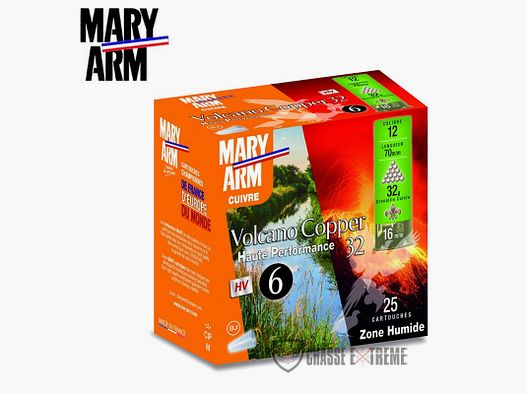 25 Patronen MARY ARM Volcano Koper 32gr Kal 12/70