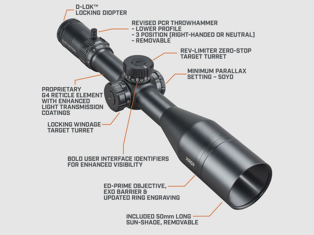 Bushnell Zielfernrohr Elite Tactical XRS3 6-36x56 Absehen G4P FFP #ETXRS3G4