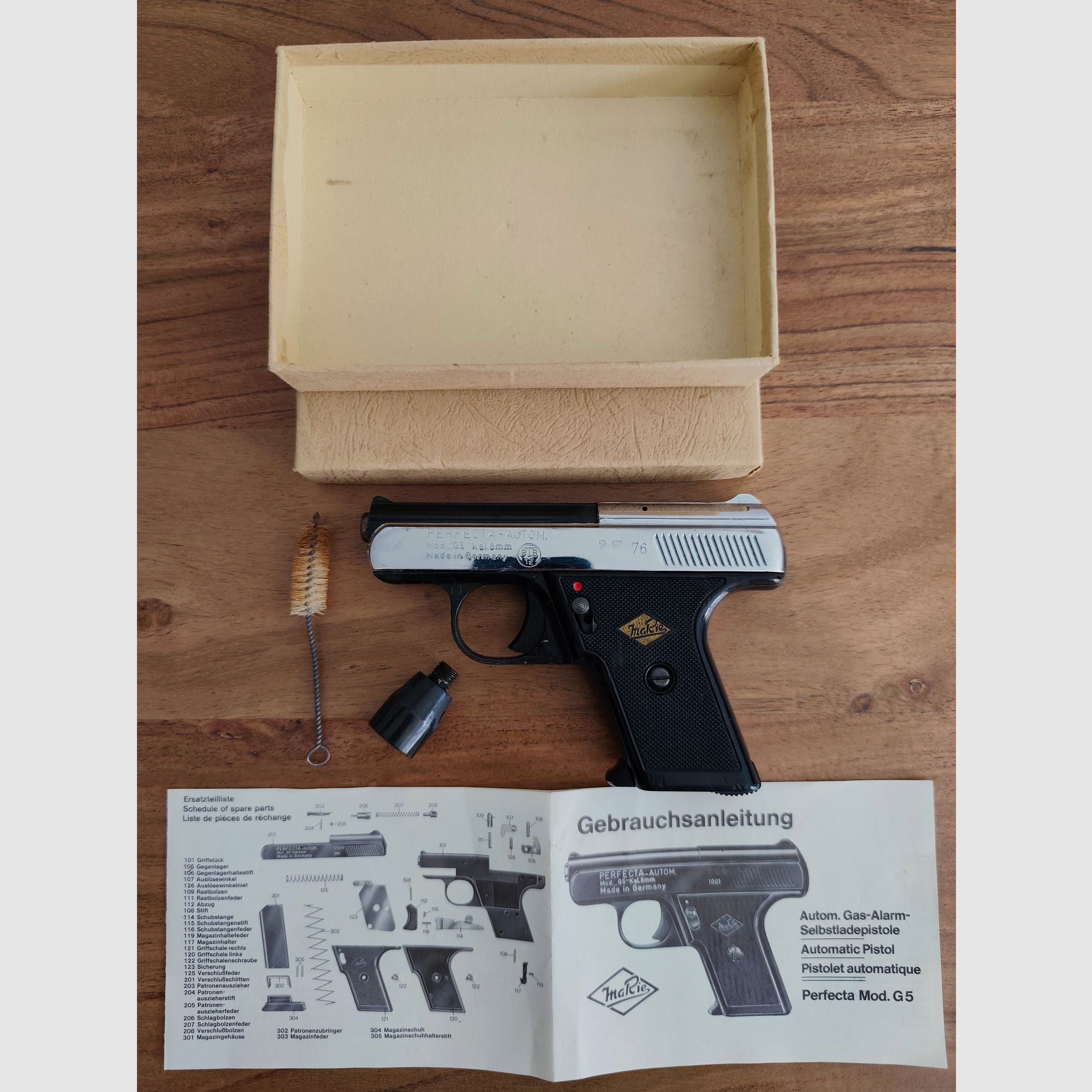 Sehr seltene Mayer & Riem PERFECTA G5 in Teil Nickel   PTB 12