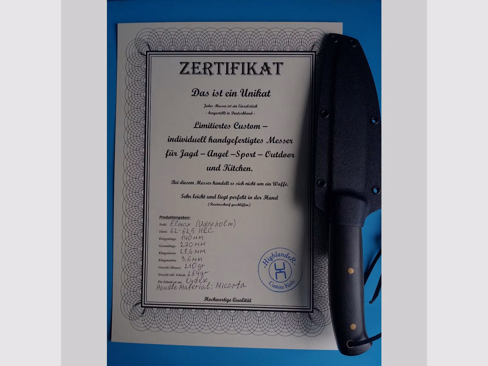 Coltello fatto a mano da -HighlandeR-, realizzato in acciaio Elmax in polveremetallurgia., immagine 6 di 6