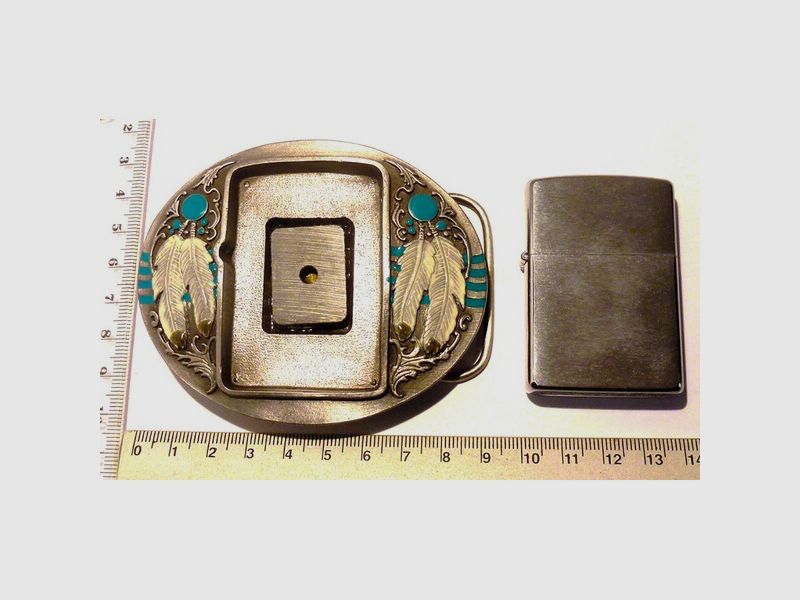 Hammer Gürtelschließe/-Schnalle mit originalem Zippo Feuerzeug