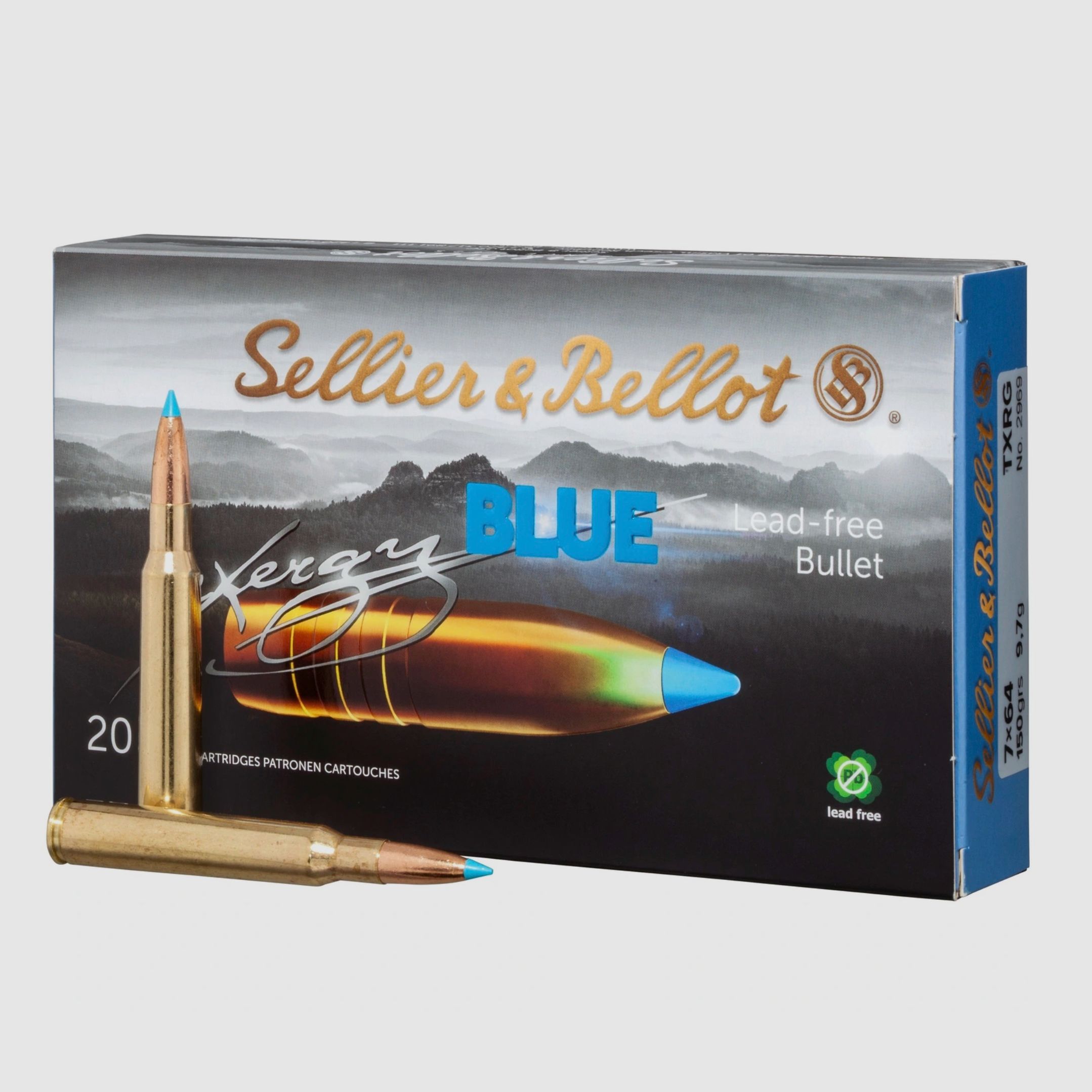 Sellier & Bellot 2003951 7x64 TXRG blu 9,7g 150gr 20 pezzi senza piombo munizioni per fucile