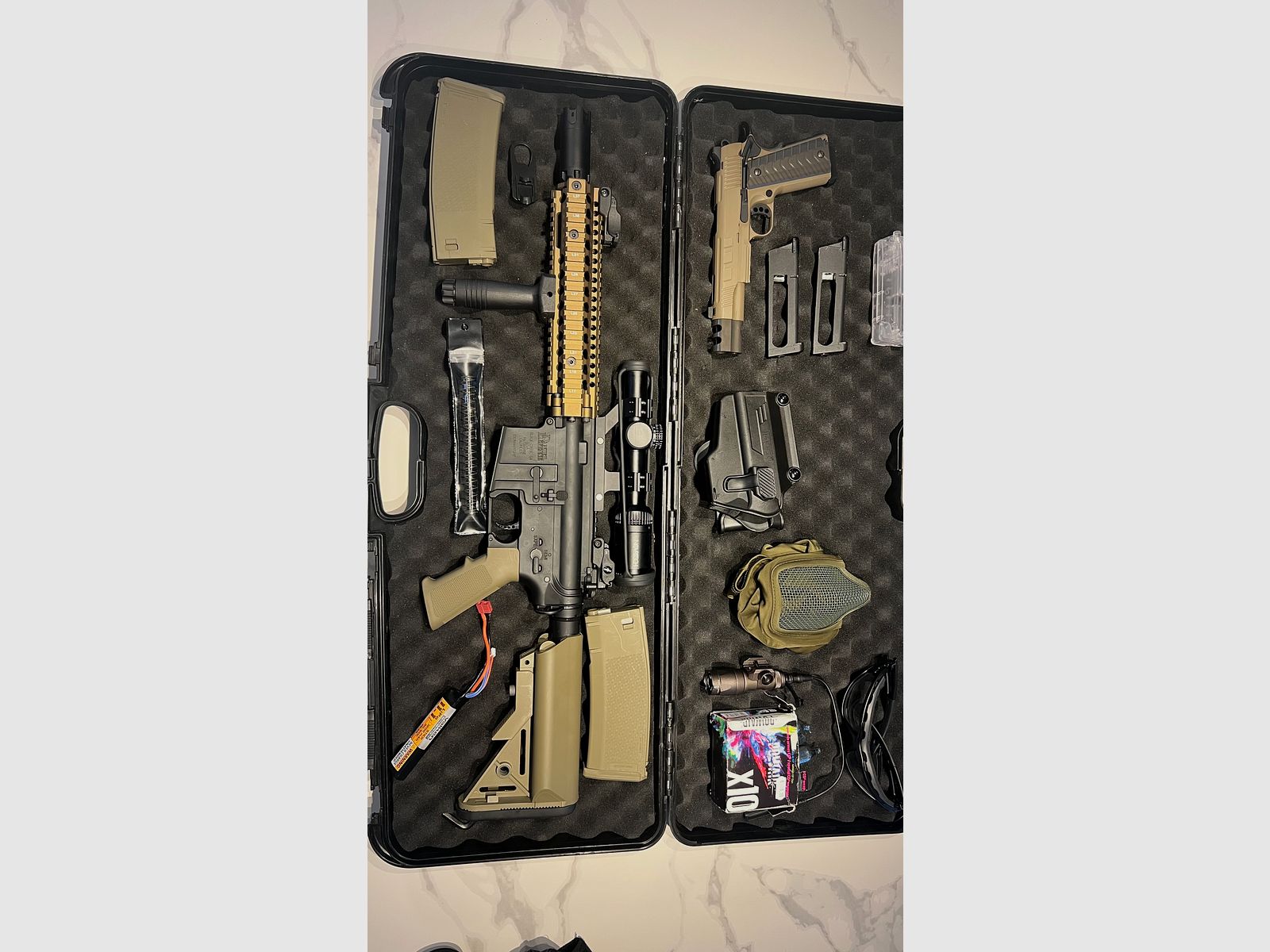 Airsoft full loadout MK18 replica + attachments,KJWorks KP19 CO2 blowback