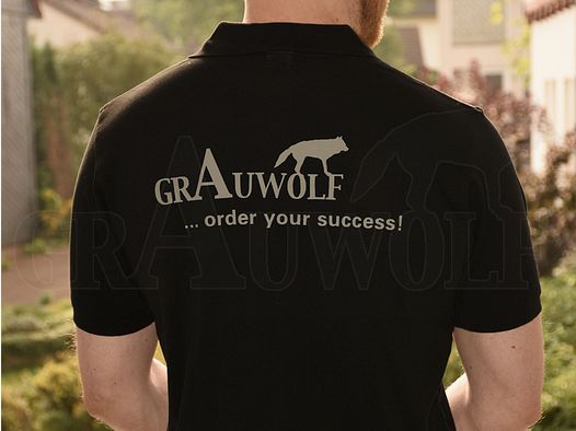 Polo Gray Wolf Hombre Negro Impresión Gris M