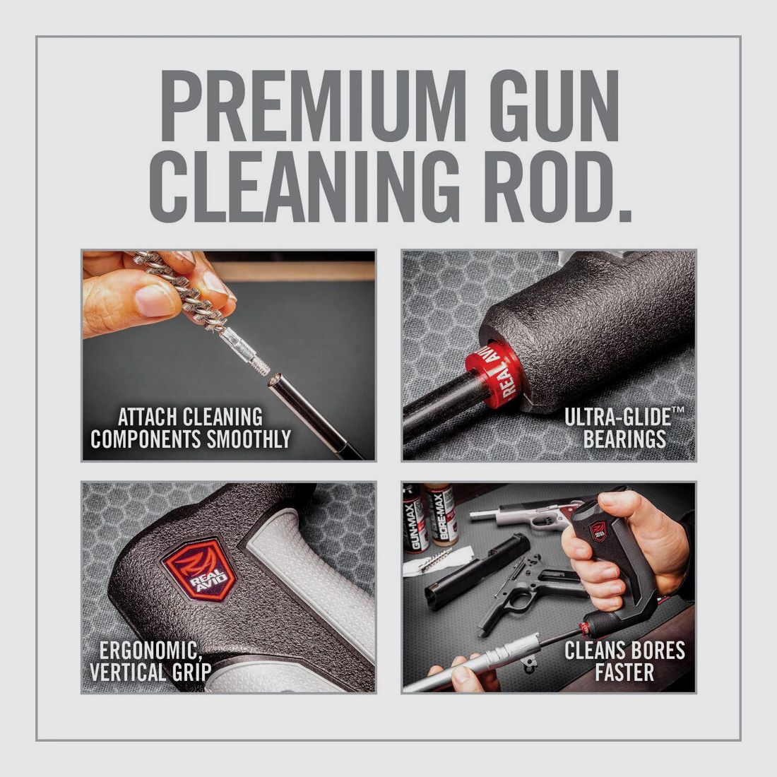 Real Avid Bore-Max Smart Rod Handgun .22-.45 9 Calowy Włókno Węglowe