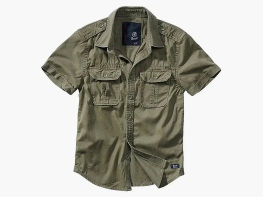 Brandit Brandit Shirt Vintage Korte Mouw - Olijf / S Heren