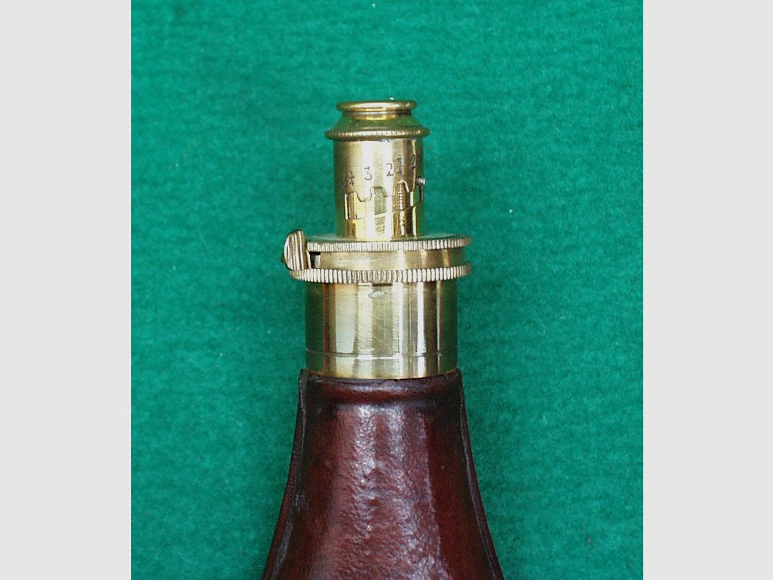 Indian powder bottle, leather