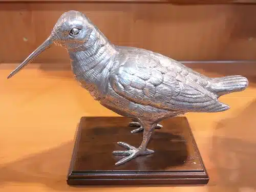 Birkhuhn aus Zinn auf Sockel Lovergreen
