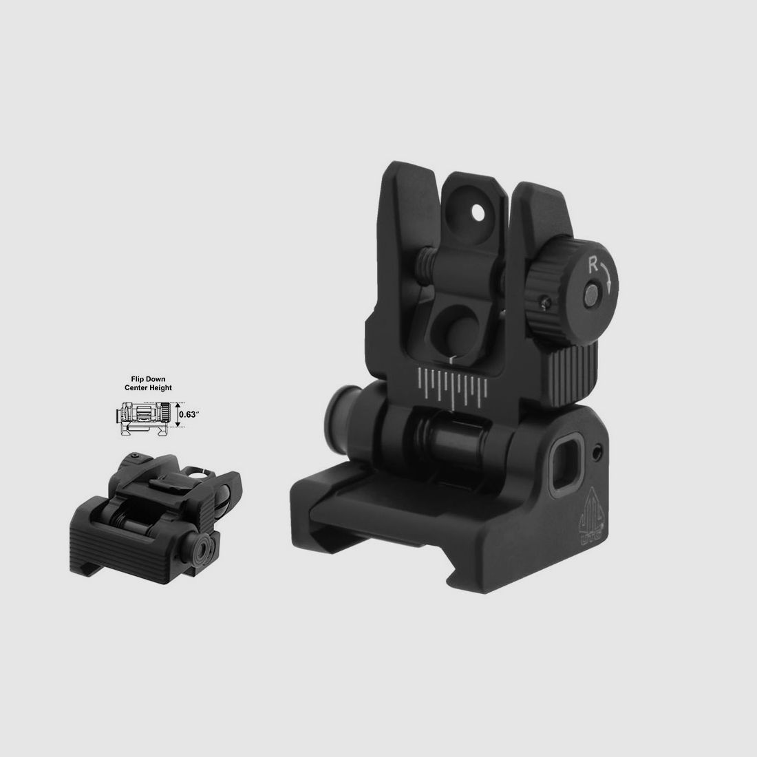 Visierung hinten UTG fĂĽr Sturmgewehr AR-15 fĂĽr Weaverschiene federunterstĂĽtzt posi lock