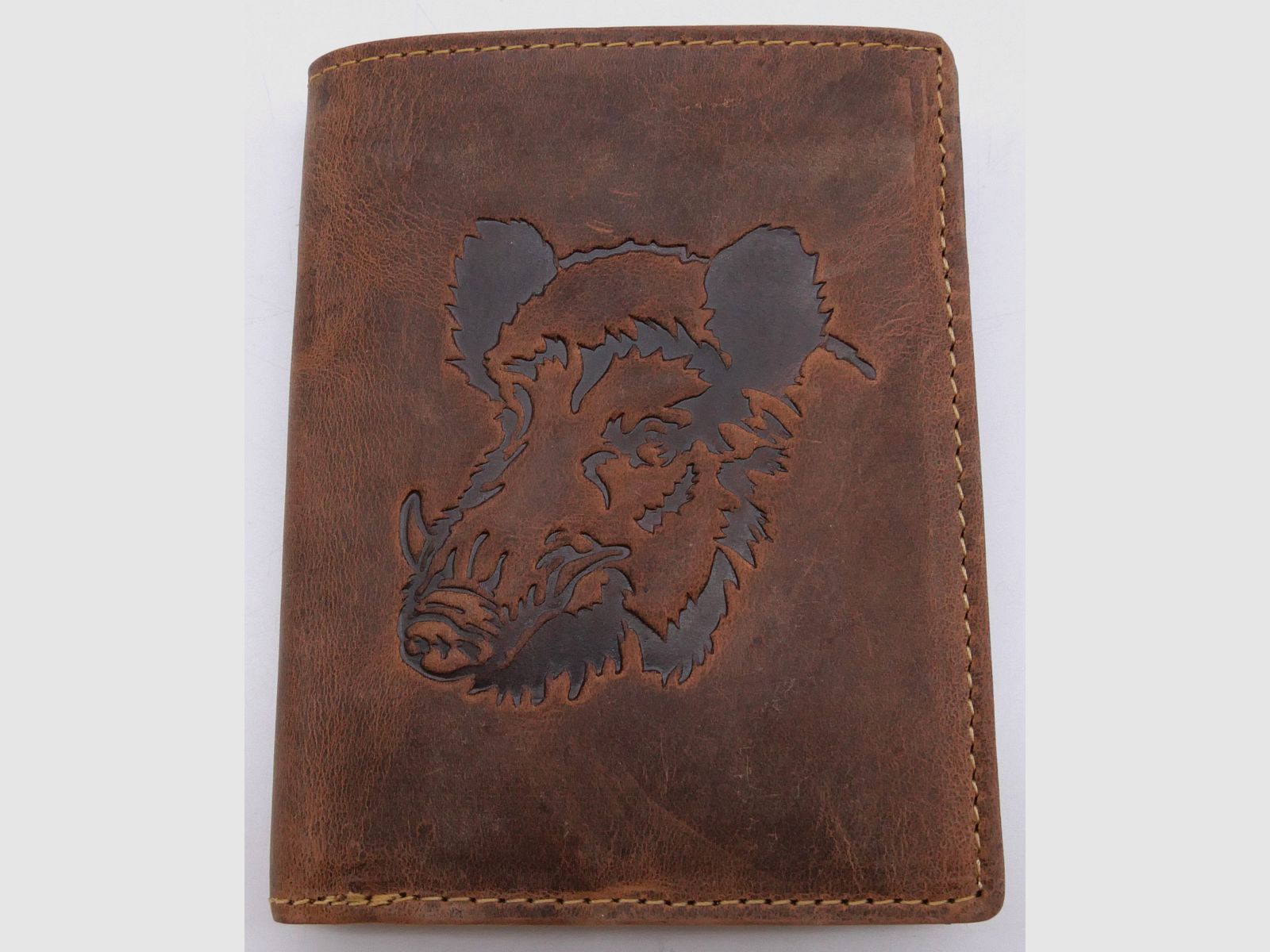 Greenburry Leder Geldbörse braun Vintage Animal Collection Wildschweinkopf 1701-Wild Boar-25, Bild 1 von 5