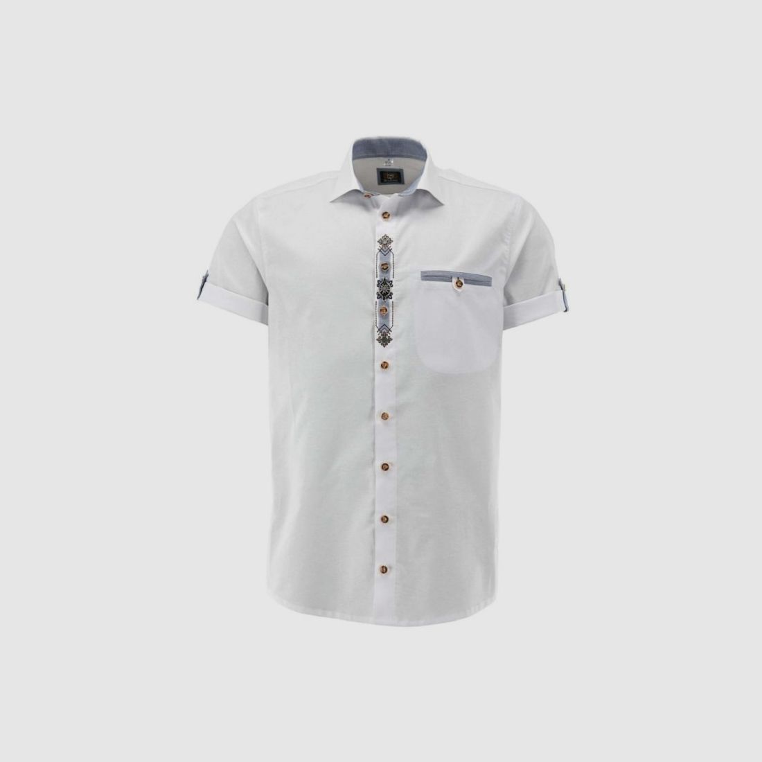 OS Trachten H-Shirt with Chest Pocket and Embroidery Short Sleeve, image 2 of 8