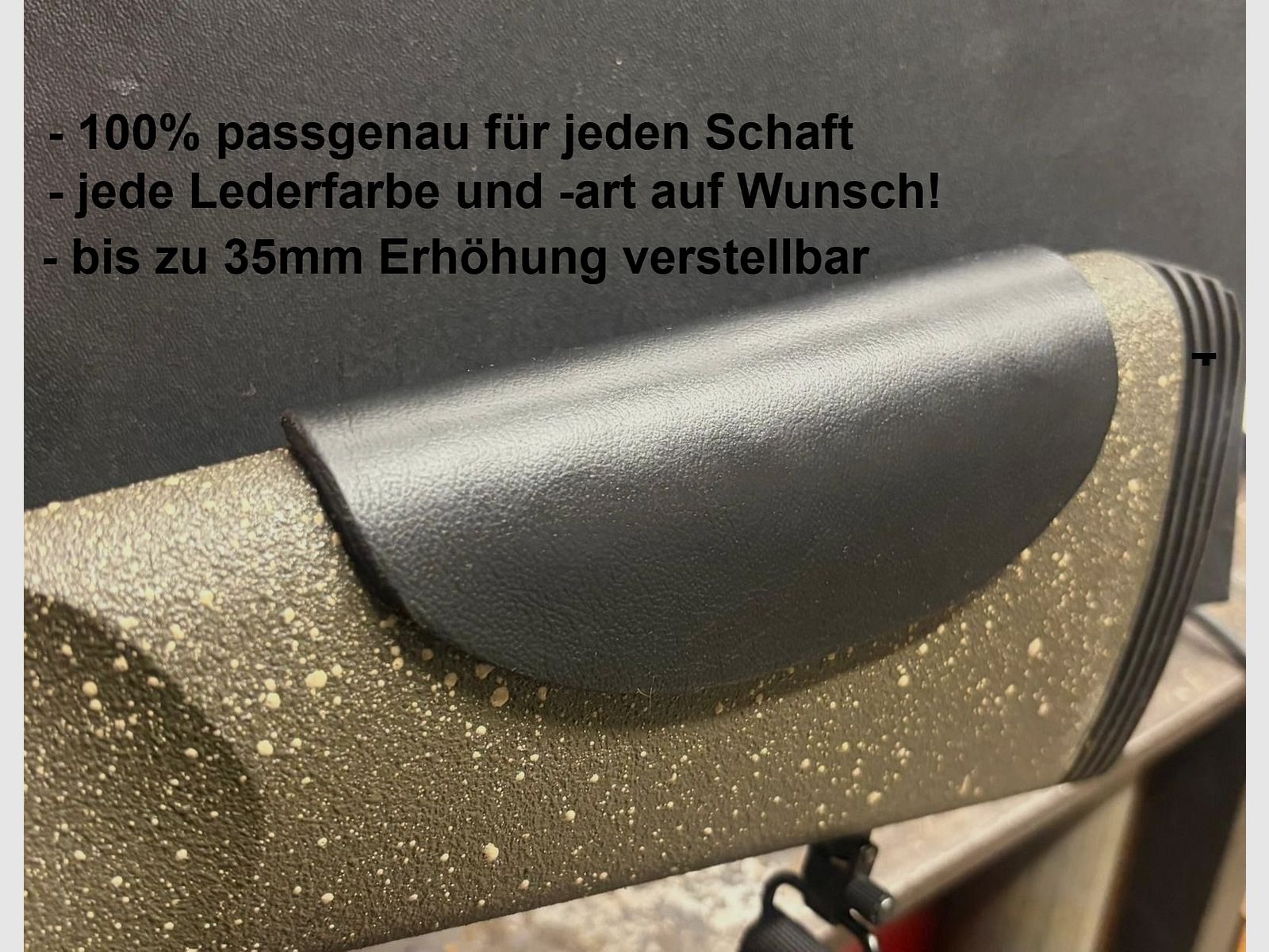 *ANGEBOT* Schaft-Erhöhung verstellbar | KYDEX + echtes Rindsleder | individuell formbar | passt für alle Schäfte! Blaser, Sauer, Mauser, Heym, Merkel, Bergara u.v.m.