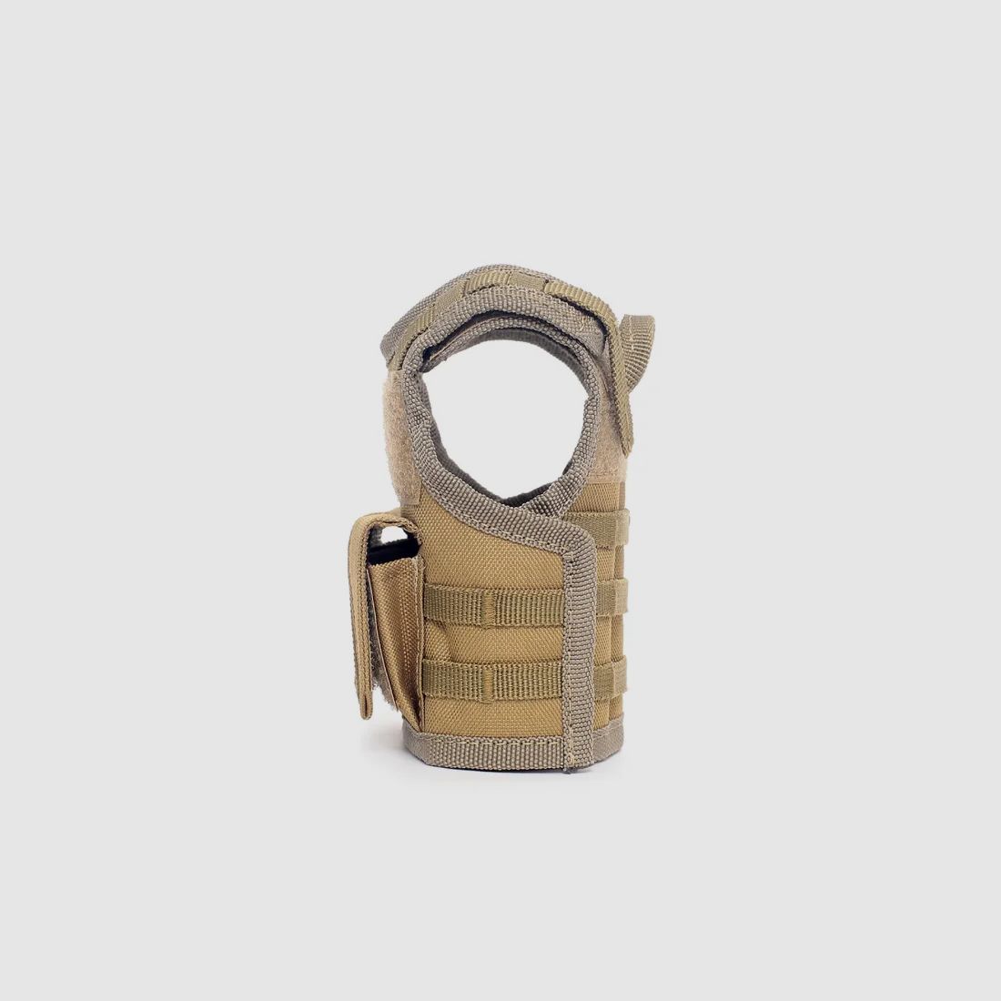 Mini Tactical Schutzweste mit Fronttaschen für Bierflasche / Weinflasche / Thermosflasche - Sand