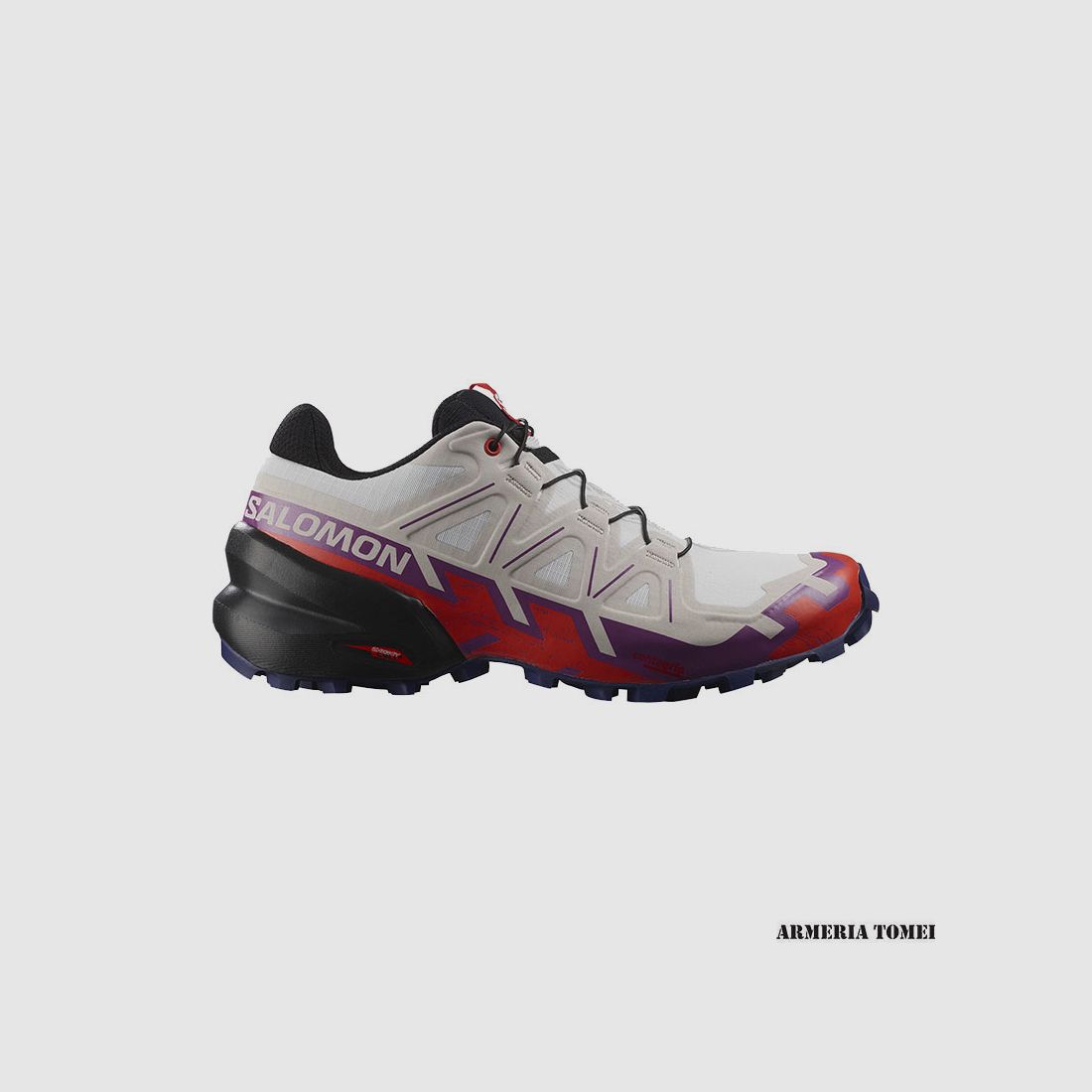 SALOMON – DAMES – SPEEDCROSS 6 W Wit / Sprankelend Druif / Vurig Rood, afbeelding 1 van 6