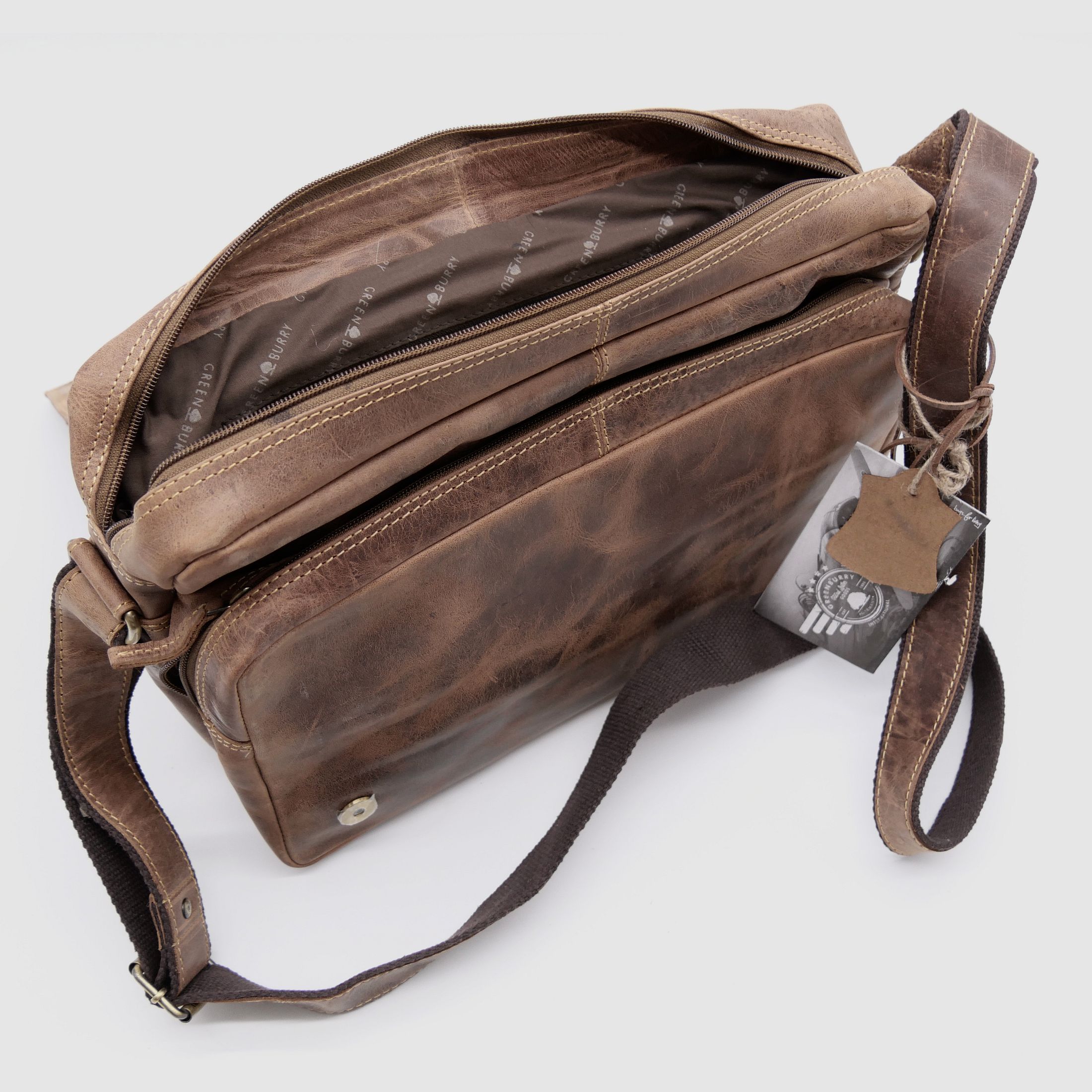 Greenburry leather shoulder bag deer embossing brown 1766-STAG3-25