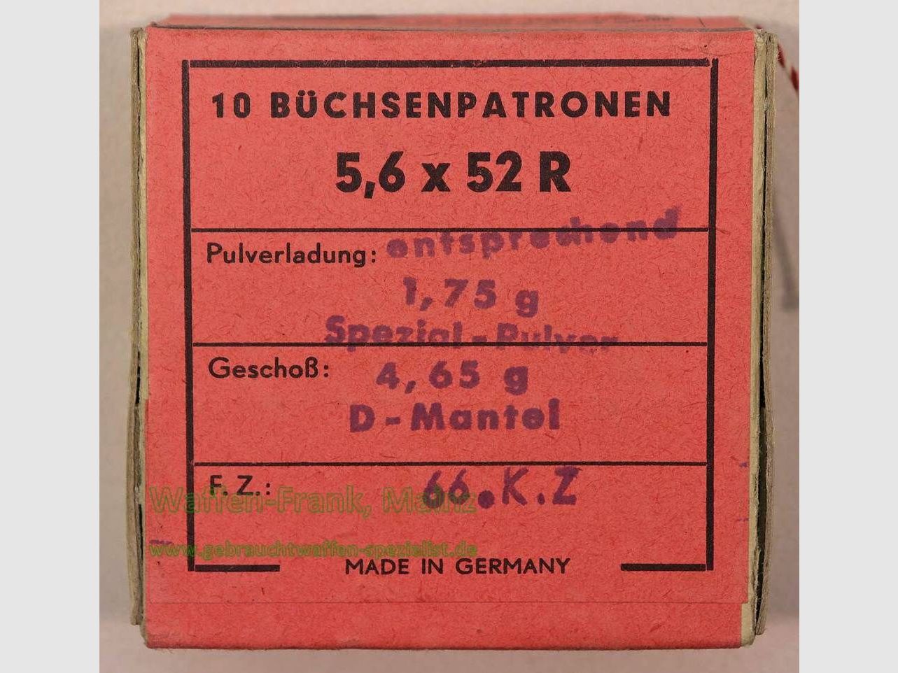 RWS (WZd.Fa.Rottweil) Büchsenpatronen 5,6x52R