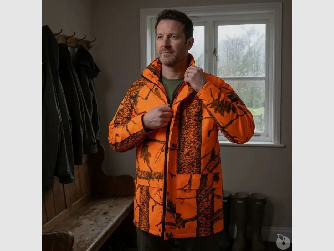 Waterproof Rain Jacket Treeland Camo Orange Blaze M to 4XL, image 1 of 10