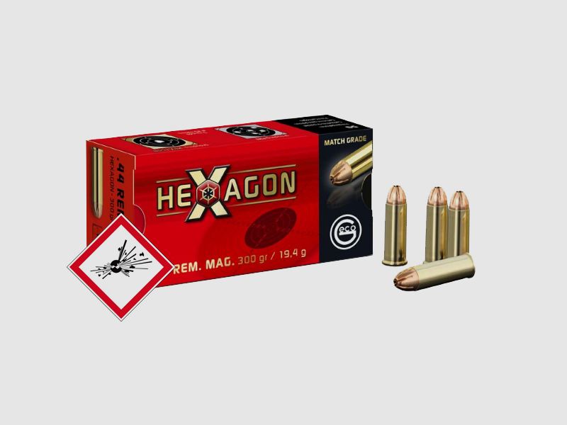 Geco Hexagon Revolverpatrone Kal. .44 Rem Mag 300grs.