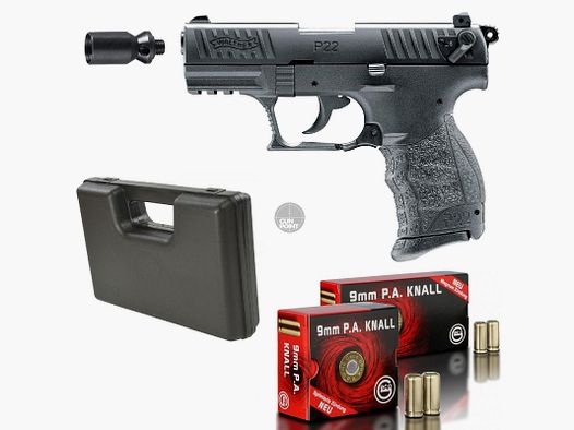 SET !!! Schreckschuss - Gas Signal Pistole - Walther - P22Q - 9 mm P.A.K. inkl. Koffer & 100 Schuss Munition
