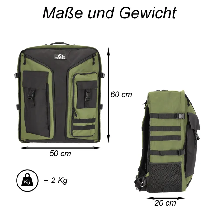 Multifunctionele rugzak / Kruisboog - Transporttas - ca. 80 liter - Olijf/Zwart, afbeelding 15 van 15