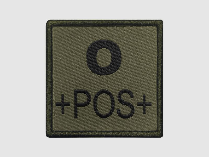 PATCH GRUPPO SANGUIGNO O POSITIVO VERDE OLIVA