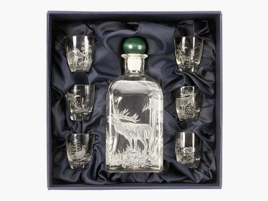 Schnapps service with hunting motifs