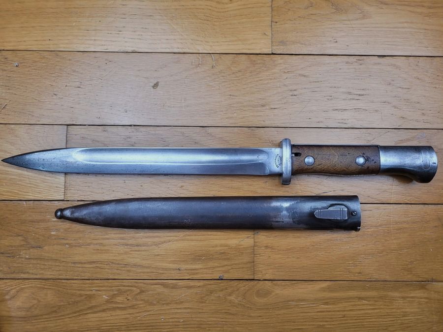 Seltene Bajonett 84/98 2. Typ – Herstellung „Bontgen & Sabin“ – Solingen – Originalscheide – 1. WK – sehr guter Zustand, Bild 2 von 18