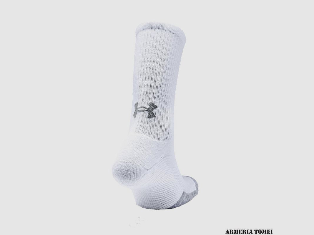STOCK SOCKS – UNDER ARMOUR – HEATGEAR® CREW White / Steel – 100 (pack of 3 pairs), image 2 of 3