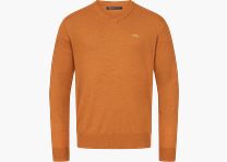Herren Merino V-Ausschnitt Sweater Rost Rost XL