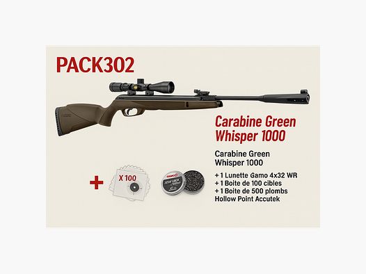 Pack Gamo Green Whisper 1000 – 4,5 mm – 19,9 Julios