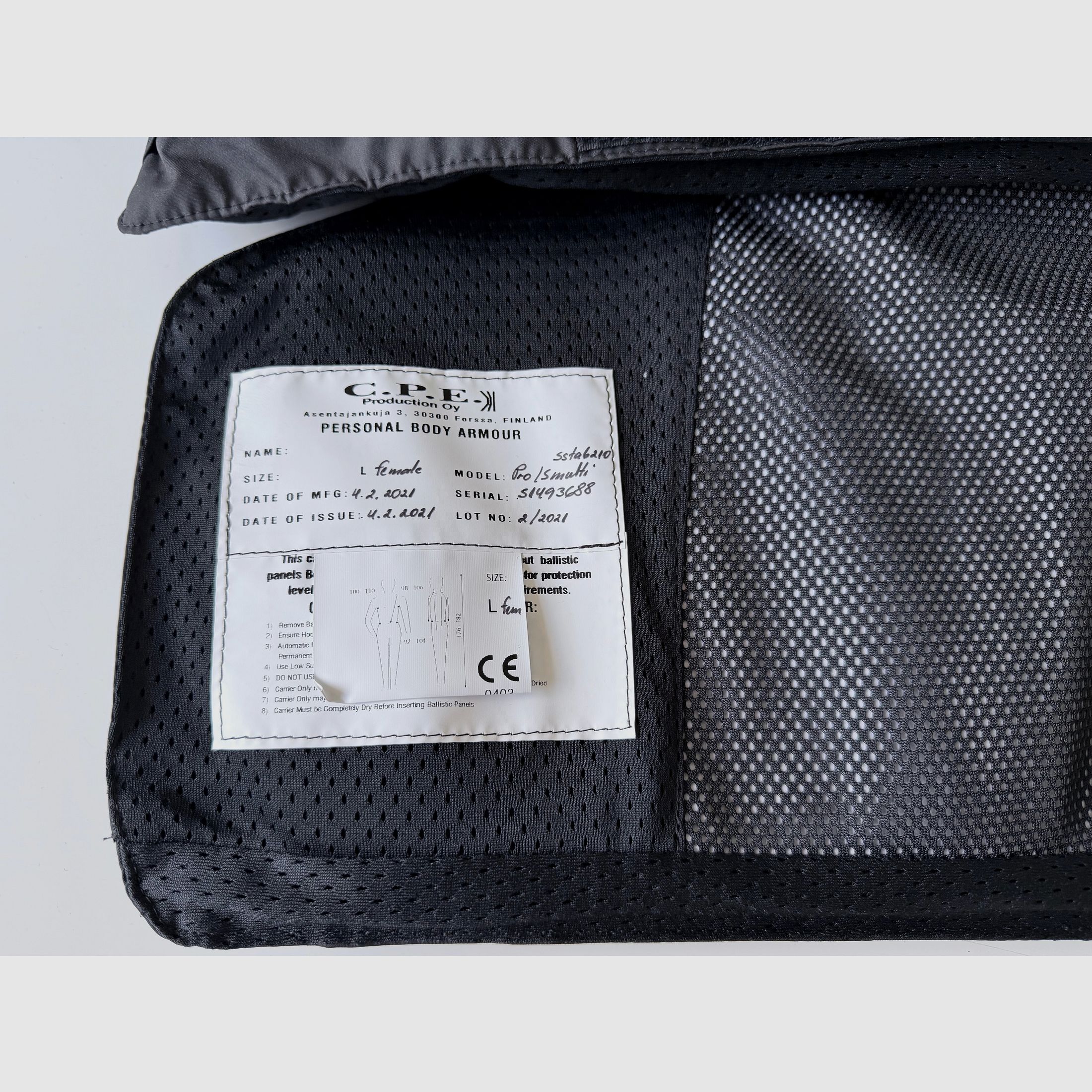 Chaleco antibalas C.P.E 210 KR3 para mujeres chaleco interior Seguridad servicio de seguridad - Talla L