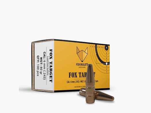 Fox Bullets Target .243 5,2 g / 80 gr balles sans plomb – 100 pièces