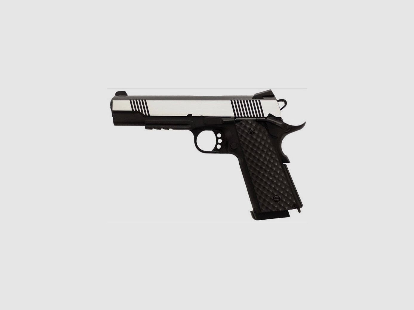 Réplique GBB 1911 MEU Rail Raven full metal gaz noir silver 1,0J