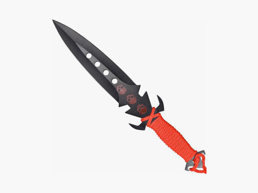 Set de couteaux de lancer 3 pièces avec poignée en corde de nylon rouge