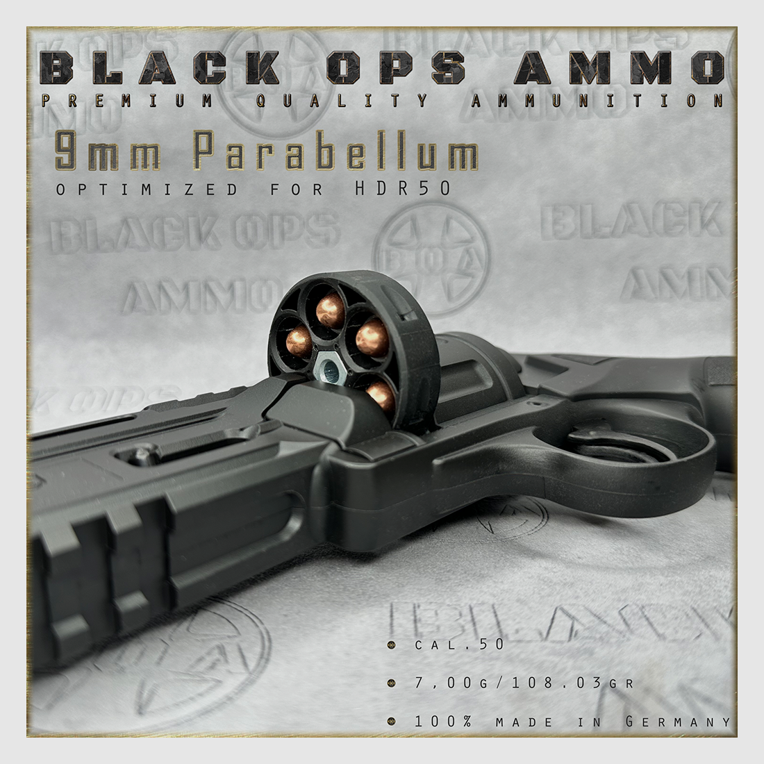 18x + 2 9mm Parabellum BLACK OPS AMMO HDR 50 TR cal.50 Munition T4E Umarex HDR50 TR50