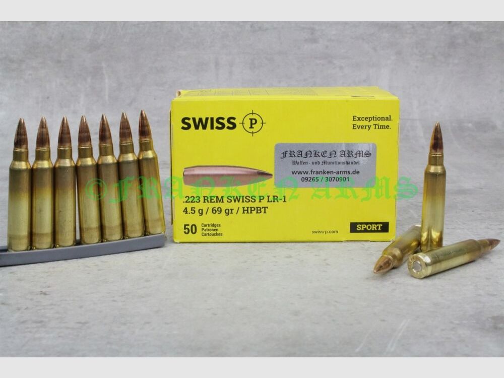 Swiss P .223 Rem. LR-1 HPBT 69gr. 4,5g 50 Stück Staffelpreise