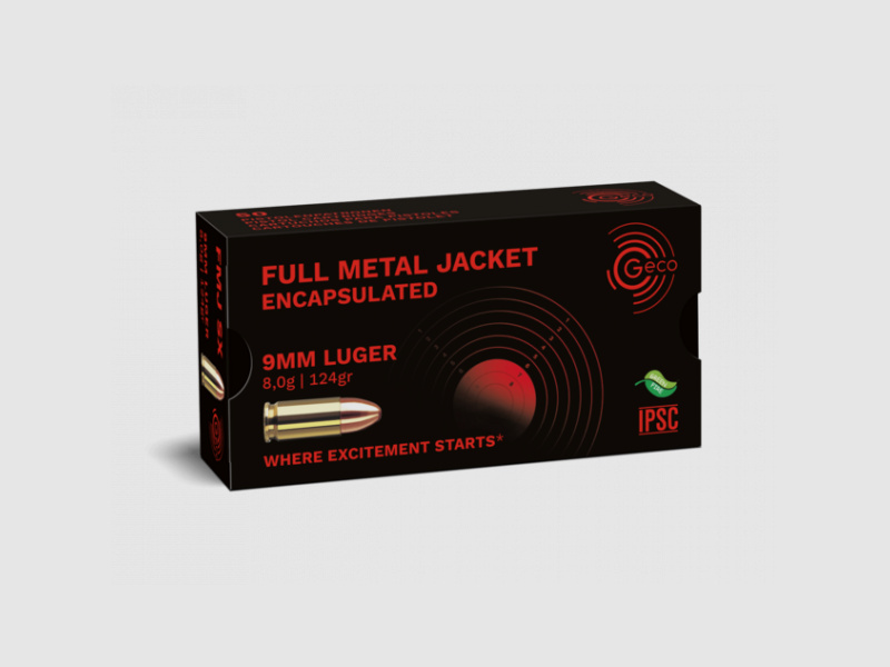 GECO 9MM LUGER SX - FMJ 124 GRS. - 50 SCHUSS - NON-TOX