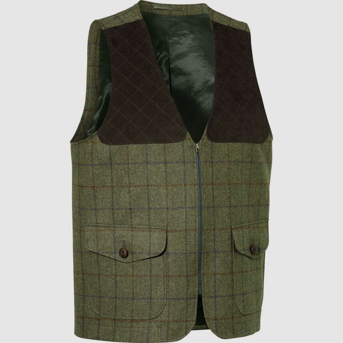 Swedteam 1919 Klassische Jagdweste Tweed Grün 2XL