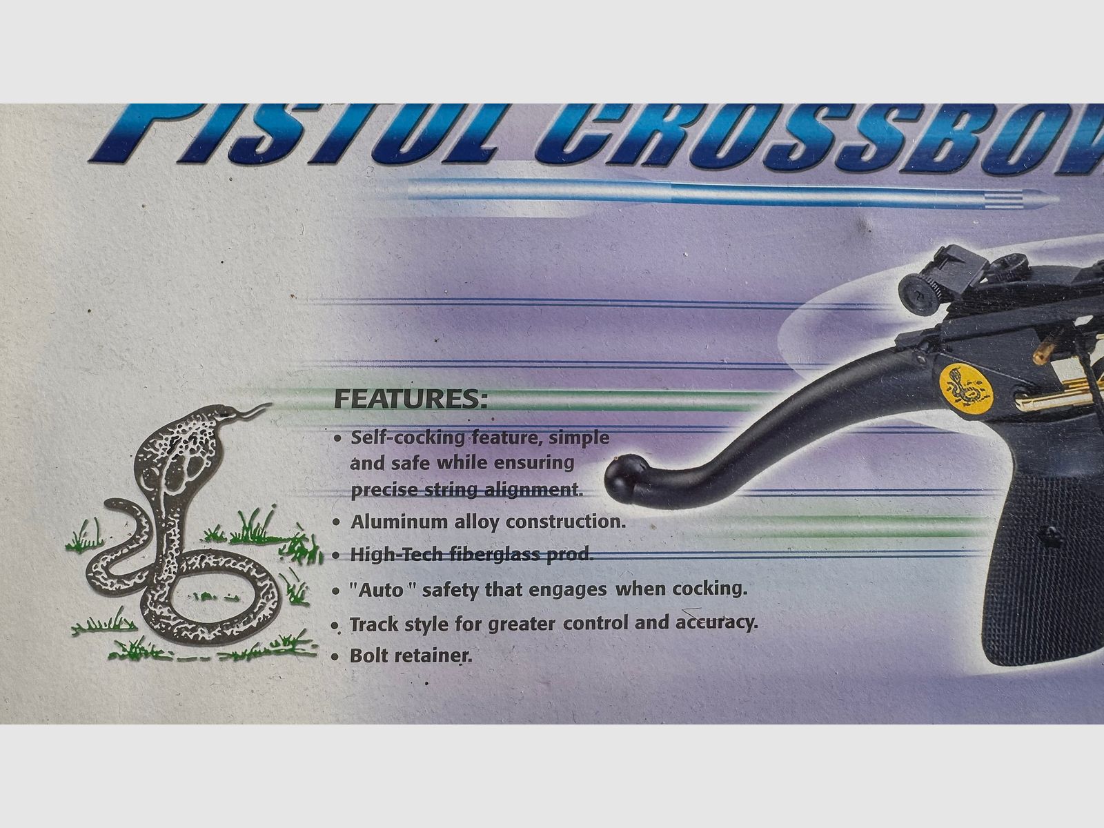 Hochwertige Aluminium-Pistolenarmbrust Cobra (80 lbs) – Wie NEU + 6 Bolzen & OVP!, Bild 4 von 5